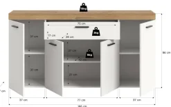 Sideboard Sunset weiß B/H/T: ca. 166x86x37 cm