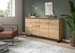 Sideboard Tomasa Evoke Oak Nachbildung schwarz B/H/T: ca. 160x84x36 cm