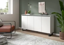 Sideboard Tomasa weiß schwarz B/H/T: ca. 160x84x36 cm