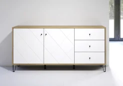Sideboard Touch Eiche Artisan Nachbildung weiß matt B/H/T: ca. 183x76x40 cm