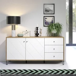 Sideboard Touch Eiche Artisan Nachbildung weiß matt B/H/T: ca. 183x76x40 cm