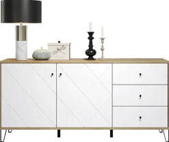 Sideboard Touch Eiche Artisan Nachbildung weiß matt B/H/T: ca. 183x76x40 cm