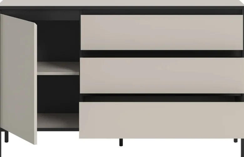 Sideboard Tron Kaschmirgrau Nachbildung schwarz B/H/T: ca. 136x83x38 cm