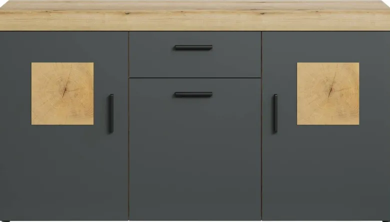 Sideboard Tyler Eiche Evoke Coast Nachbildung anthrazit B/H/T: ca. 159x86x41 cm
