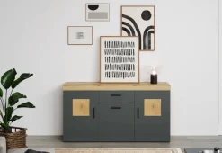 Sideboard Tyler Eiche Evoke Coast Nachbildung anthrazit B/H/T: ca. 159x86x41 cm
