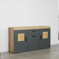 Sideboard Tyler Eiche Evoke Coast Nachbildung anthrazit B/H/T: ca. 159x86x41 cm