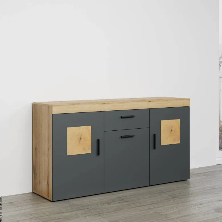 Sideboard Tyler Eiche Evoke Coast Nachbildung anthrazit B/H/T: ca. 159x86x41 cm