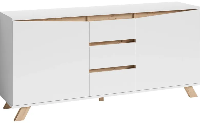 Sideboard VALENTIN weiß Eiche Nachbildung B/H/T: ca. 160x80x38 cm