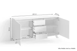 Sideboard VALENTIN weiß Eiche Nachbildung B/H/T: ca. 160x80x38 cm