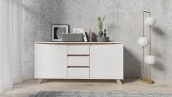 Sideboard VALENTIN weiß Eiche Nachbildung B/H/T: ca. 160x80x38 cm