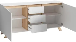 Sideboard VALENTIN weiß Eiche Nachbildung B/H/T: ca. 160x80x38 cm