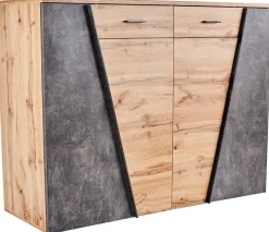 Sideboard Venedig Eiche Wotan Nachbildung Beton dunkel Optik B/H/T: ca. 160x112x40 cm