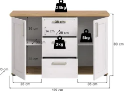 Sideboard VERONA Lärche Nachbildung Eiche Nachbildung B/H/T: ca. 129x80x40 cm