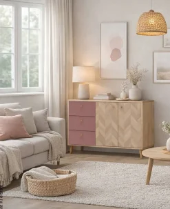Sideboard Visby Eiche Nachbildung mauve B/H/T: ca. 109x63,9x33,05 cm