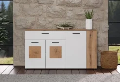 Sideboard Vitoria weiß Eiche Evoke Coast Nachbildung B/H/T: ca. 150x83x42 cm