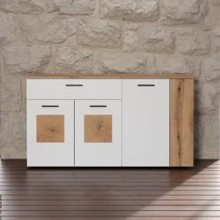 Sideboard Vitoria weiß Eiche Evoke Coast Nachbildung B/H/T: ca. 150x83x42 cm