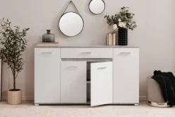 Sideboard Volos Beton Optik weiß B/H/T: ca. 160x90x38 cm