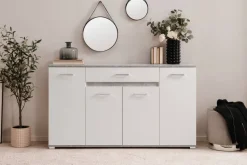 Sideboard Volos Beton Optik weiß B/H/T: ca. 160x90x38 cm