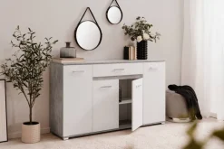 Sideboard Volos Beton Optik weiß B/H/T: ca. 160x90x38 cm