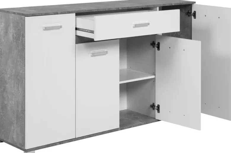 Sideboard Volos Beton Optik weiß B/H/T: ca. 160x90x38 cm