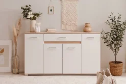 Sideboard Volos Eiche Sonoma Nachbildung weiß B/H/T: ca. 160x90x38 cm