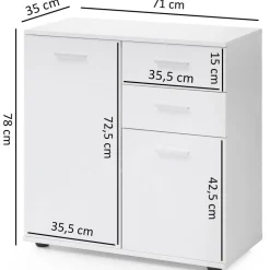 Sideboard weiß B/H/T: ca. 71x78x35,5 cm
