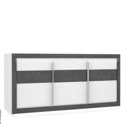 Sideboard weiß Hochglanz Beton dunkel Optik B/H/T: ca. 193x98x53 cm