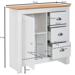 Sideboard weiß natur B/H/T: ca. 79x81x35 cm