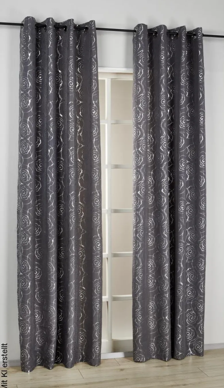 silver edition Ösenvorhang Glamour grau B/L: ca. 135x245 cm