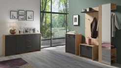 Sitzbank BEN Eiche Nachbildung anthrazit B/H/T: ca. 60x48x35 cm