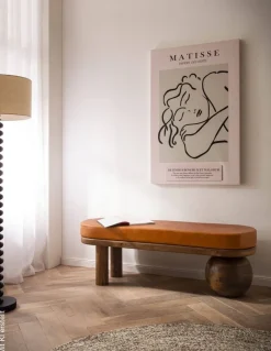 Sitzbank braun Mango Leder B/H/T: ca. 140x47x40 cm