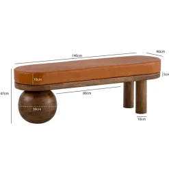 Sitzbank braun Mango Leder B/H/T: ca. 140x47x40 cm