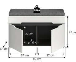 Sitzbank Canu basaltgrau Nachbildung weiß B/H/T: ca. 80x45x37 cm