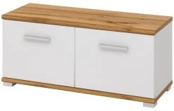 Sitzbank Hola Eiche Wotan Nachbildung weiß Hochglanz B/H/T: ca. 90x40x34 cm