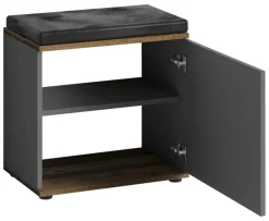 Sitzbank JAKOB schwarz anthrazit Eiche Old Wood Nachbildung B/H/T: ca. 48,5x49x30 cm