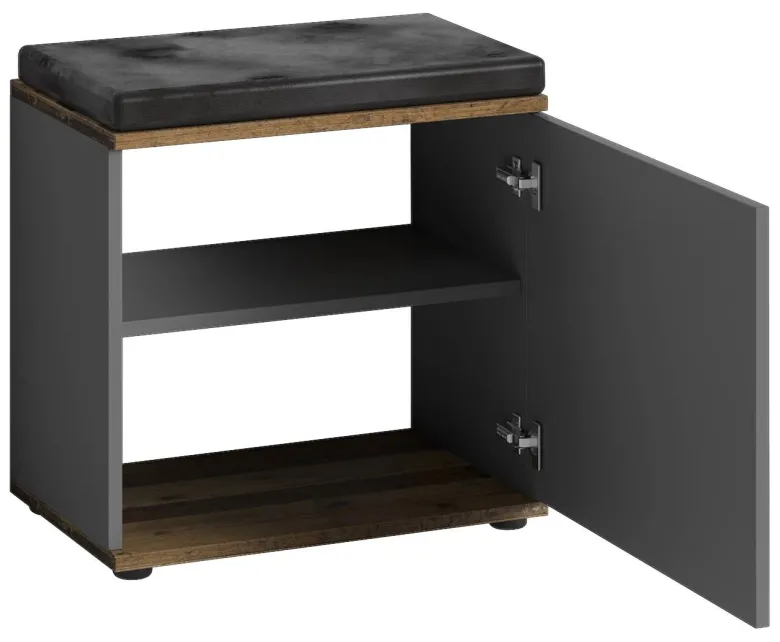 Sitzbank JAKOB schwarz anthrazit Eiche Old Wood Nachbildung B/H/T: ca. 48,5x49x30 cm