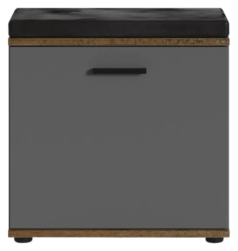 Sitzbank JAKOB schwarz anthrazit Eiche Old Wood Nachbildung B/H/T: ca. 48,5x49x30 cm
