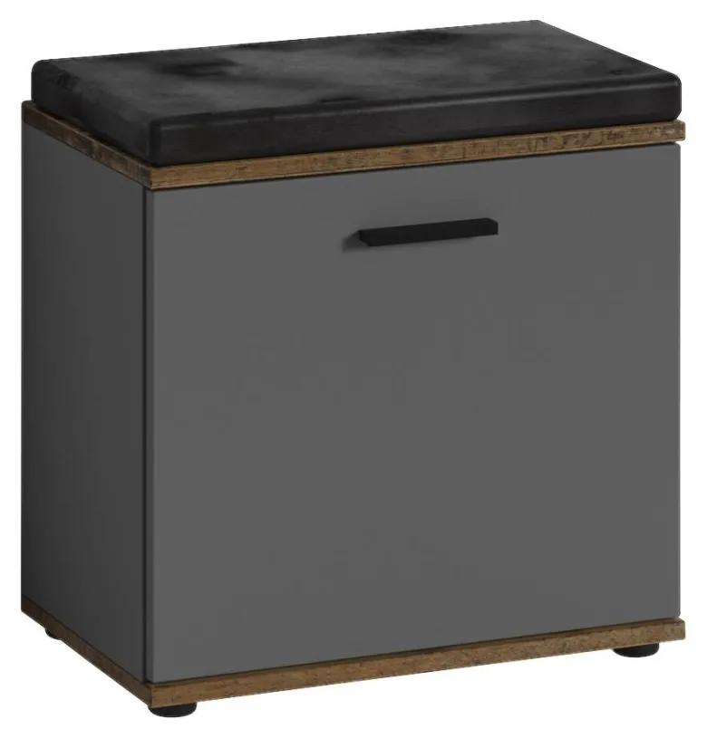 Sitzbank JAKOB schwarz anthrazit Eiche Old Wood Nachbildung B/H/T: ca. 48,5x49x30 cm