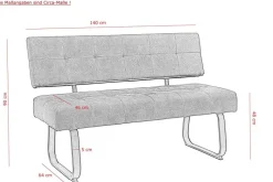 Sitzbank Luise I grau Microfaser B/H/T: ca. 140x90x64 cm