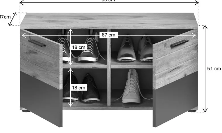 Sitzbank Mason Nox Oak Nachbildung dunkelgrau B/H/T: ca. 90x45x37 cm