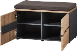 Sitzbank Memphis Eiche Artisan Nachbildung Graphit B/H/T: ca. 80x49x38 cm