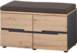 Sitzbank Memphis Eiche Artisan Nachbildung Graphit B/H/T: ca. 80x49x38 cm