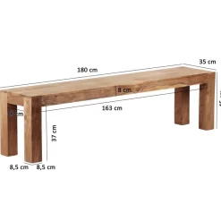 Sitzbank natur Akazie B/H/T: ca. 180x45x35 cm