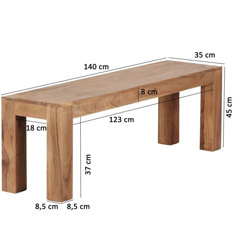 Sitzbank natur Akazie B/H/T: ca. 140x45x35 cm