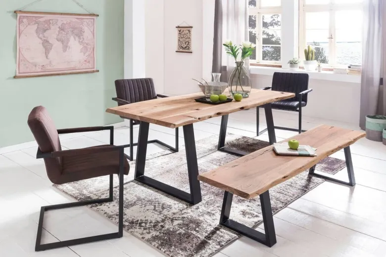 Sitzbank natur schwarz B/H/T: ca. 160x45x40 cm