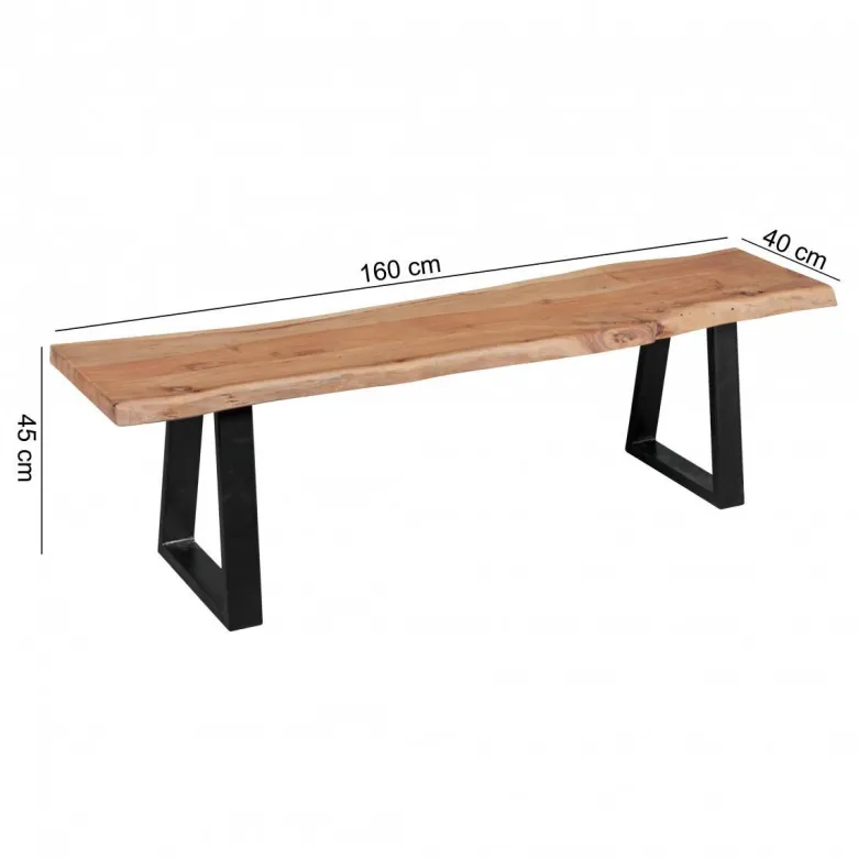 Sitzbank natur schwarz B/H/T: ca. 160x45x40 cm