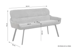 Sitzbank RICO schwarz grau Stoff Metall B/H/T: ca. 140x90x62 cm