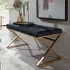 Sitzbank schwarz gold lackiert Edelstahl Samt B/H/T: ca. 90x46x44 cm