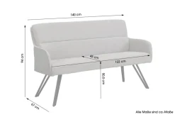 Sitzbank TINO schwarz grau Metall Microfaser B/H/T: ca. 140x94x67 cm