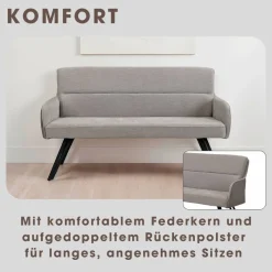 Sitzbank TINO schwarz grau Metall Microfaser B/H/T: ca. 140x94x67 cm